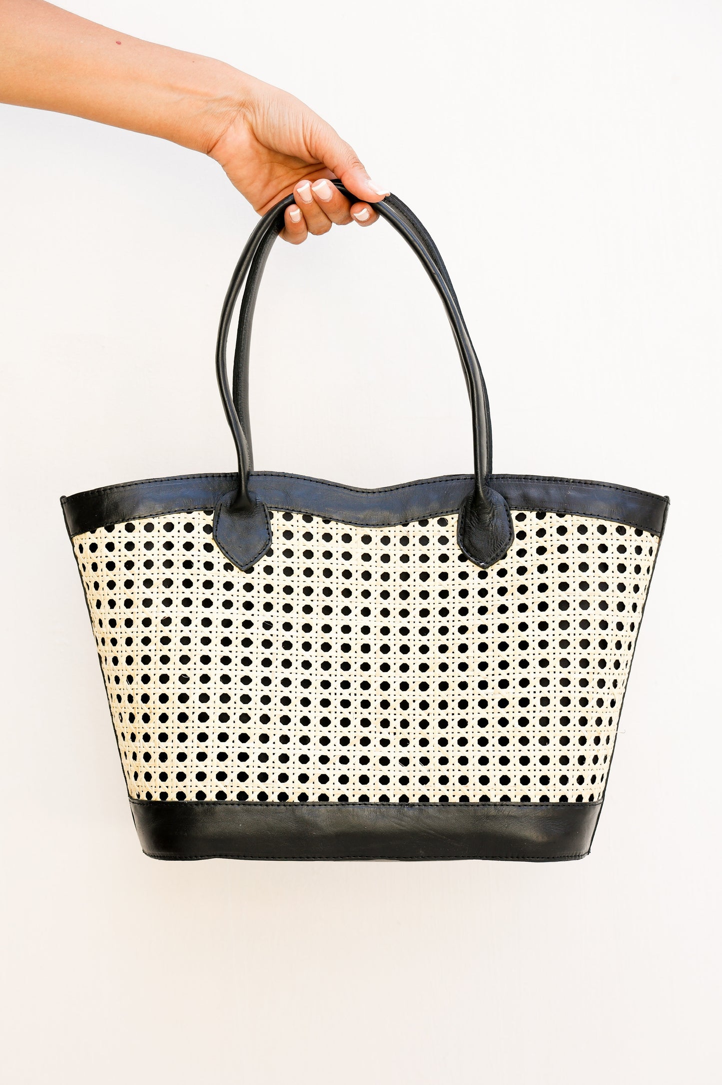 Genova Leather Handbag | Genuine Cowhide Leather & Rattan, Stylish Crossbody with Top Handles