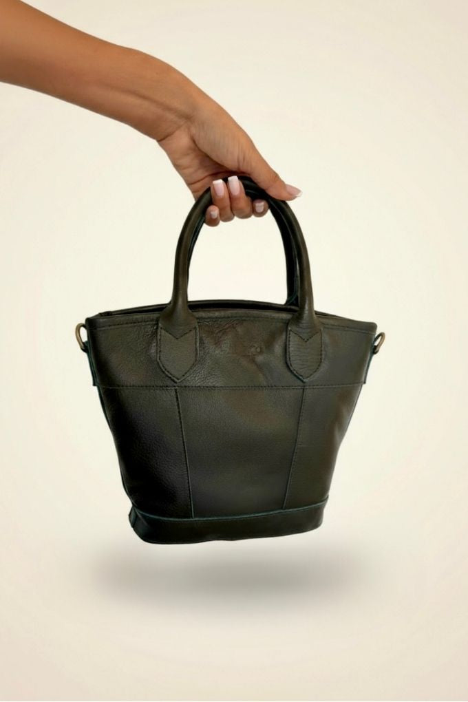 Florence Leather Handbag | Genuine Cowhide Leather & Rattan, Crossbody & Top Handles